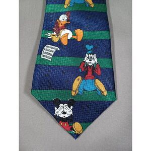 Disney Mickey Unlimited Tie Blue‎ Green Goofy Donald Music Mouse